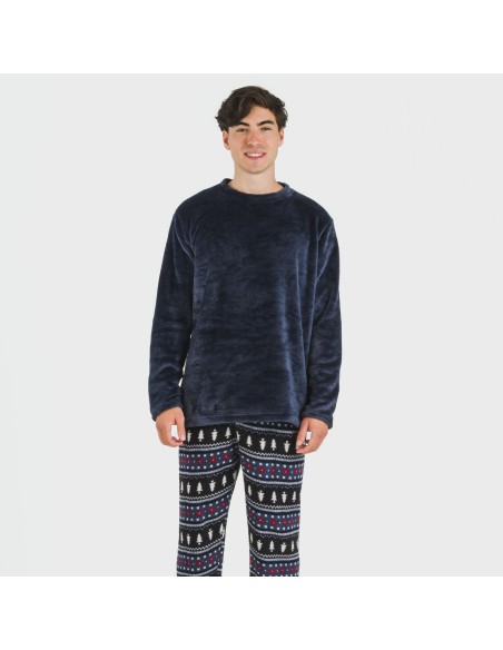 Pigiama pile coral uomo Bradley blu navy pijama-coralina