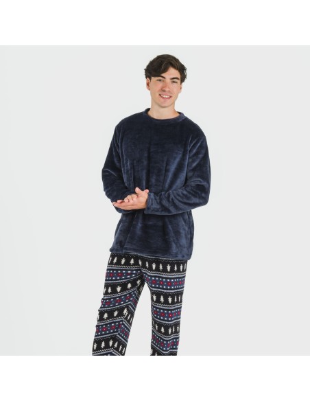 Pigiama pile coral uomo Bradley blu navy pijama-coralina