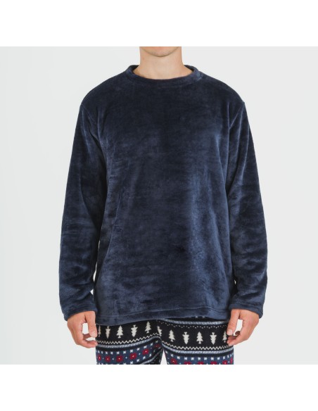 Pigiama pile coral uomo Bradley blu navy pijama-coralina