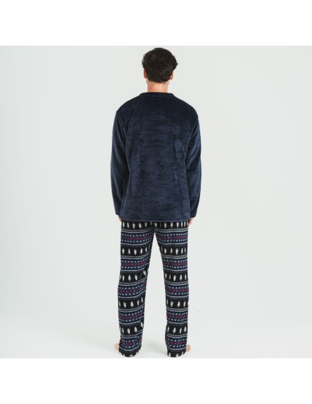 Pigiama pile coral uomo Bradley blu navy pijama-coralina