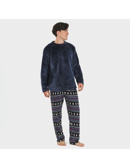 Pigiama pile coral uomo Bradley blu navy pijama-coralina