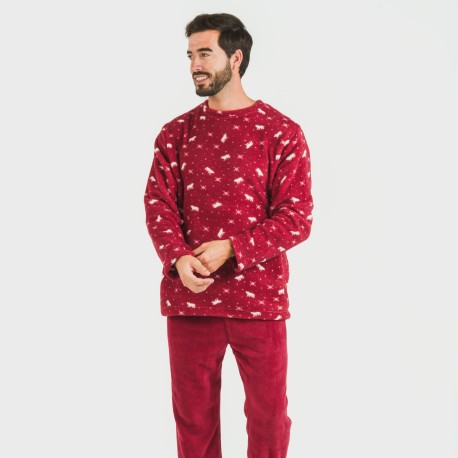 Pigiama pile coral uomo Cody bordeaux pijama-coralina