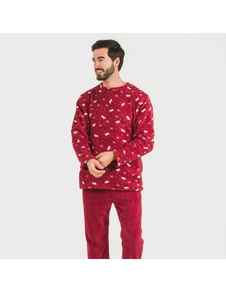 Pigiama pile coral uomo Cody bordeaux pijama-coralina