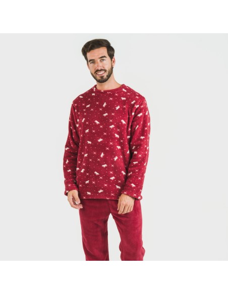 Pigiama pile coral uomo Cody bordeaux pijama-coralina