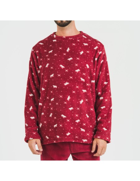 Pigiama pile coral uomo Cody bordeaux pijama-coralina