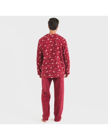 Pigiama pile coral uomo Cody bordeaux pijama-coralina