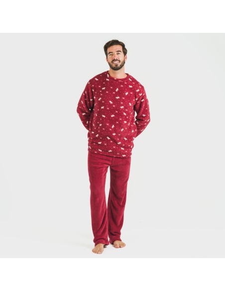 Pigiama pile coral uomo Cody bordeaux pijama-coralina