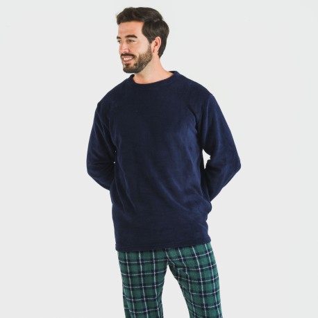 Pigiama pile coral uomo Cuadro Ruz blu navy pijama-coralina