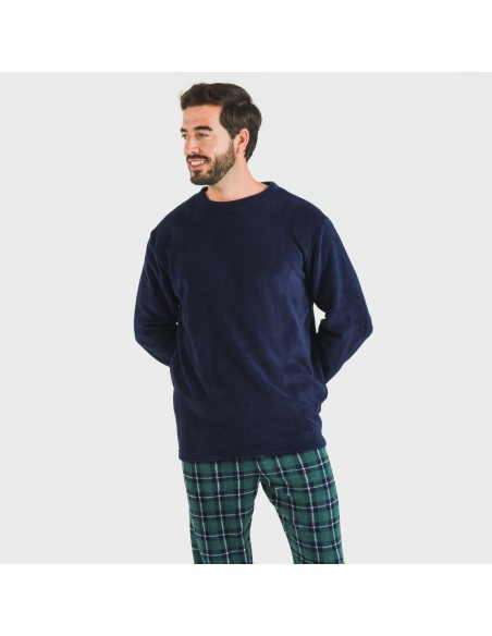 Pigiama pile coral uomo Cuadro Ruz blu navy pijama-coralina