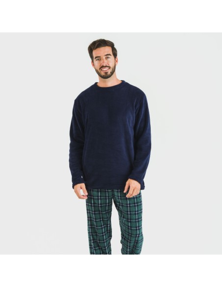 Pigiama pile coral uomo Cuadro Ruz blu navy pijama-coralina