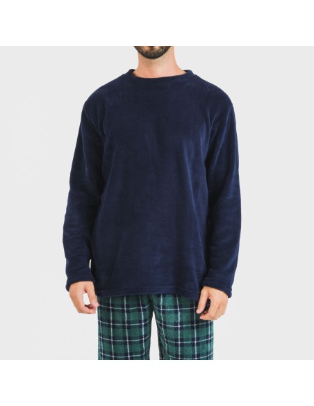 Pigiama pile coral uomo Cuadro Ruz blu navy pijama-coralina