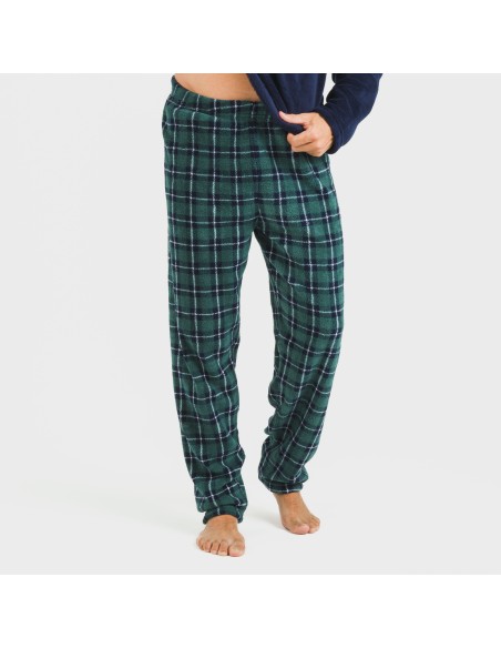 Pigiama pile coral uomo Cuadro Ruz blu navy pijama-coralina