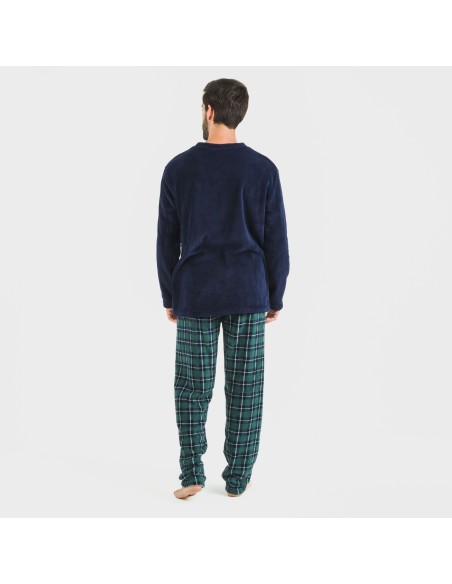 Pigiama pile coral uomo Cuadro Ruz blu navy pijama-coralina