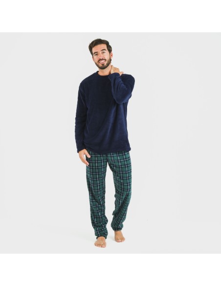 Pigiama pile coral uomo Cuadro Ruz blu navy pijama-coralina