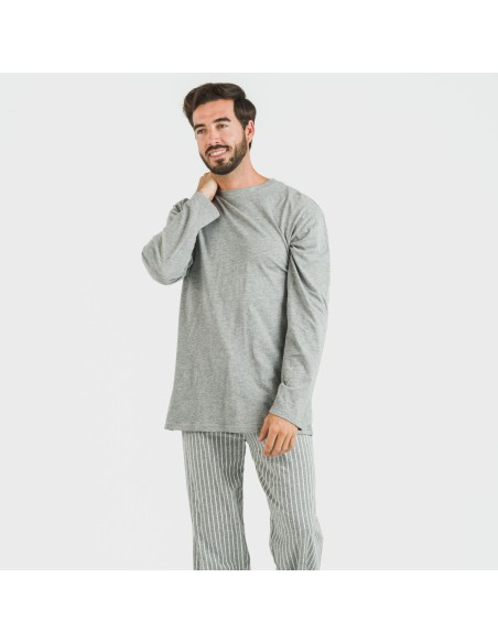 Pigiama lungo uomo cotone Beto grigio misto pijama-algodon