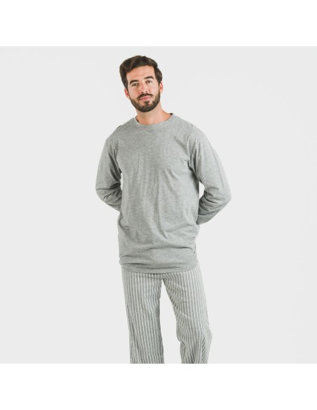 Pigiama lungo uomo cotone Beto grigio misto pijama-algodon