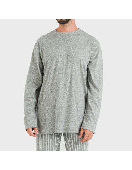 Pigiama lungo uomo cotone Beto grigio misto pijama-algodon