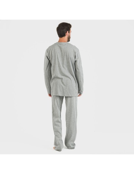 Pigiama lungo uomo cotone Beto grigio misto pijama-algodon