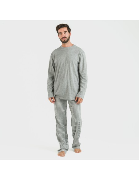 Pigiama lungo uomo cotone Beto grigio misto pijama-algodon