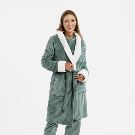 Vestaglia velluto sherpa bata-terciopelo-sherpa-mujer