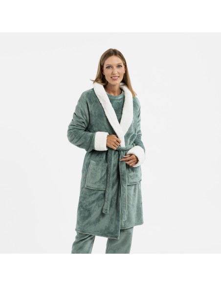 Vestaglia velluto sherpa bata-terciopelo-sherpa-mujer