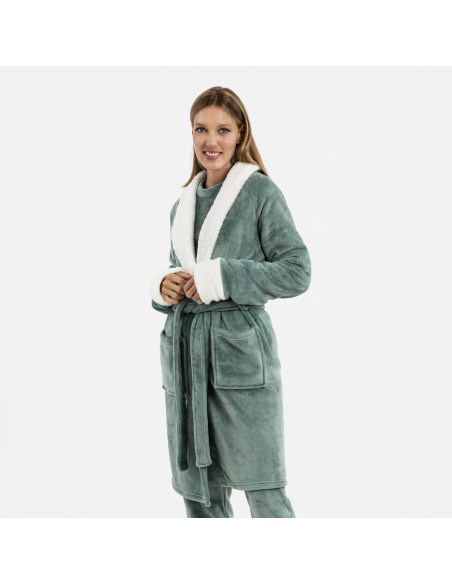 Vestaglia velluto sherpa bata-terciopelo-sherpa-mujer