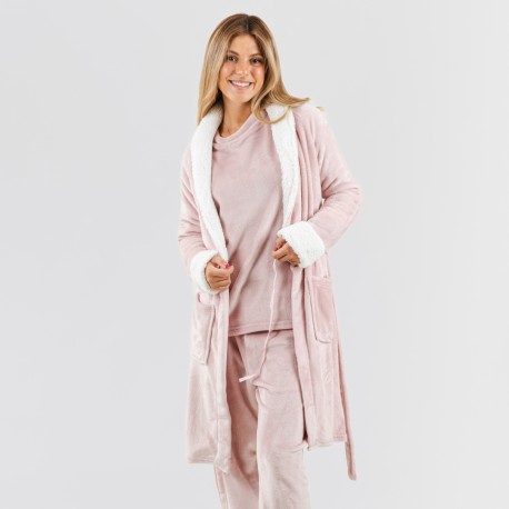 Vestaglia velluto sherpa bata-terciopelo-sherpa-mujer