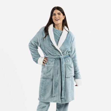 Vestaglia velluto sherpa bata-terciopelo-sherpa-mujer