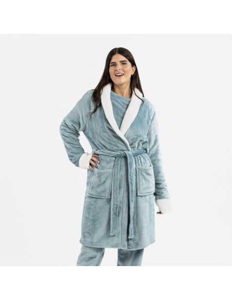 Vestaglia velluto sherpa bata-terciopelo-sherpa-mujer