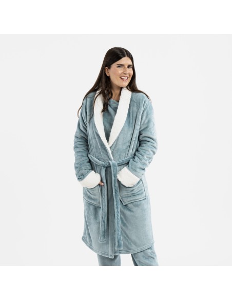 Vestaglia velluto sherpa bata-terciopelo-sherpa-mujer