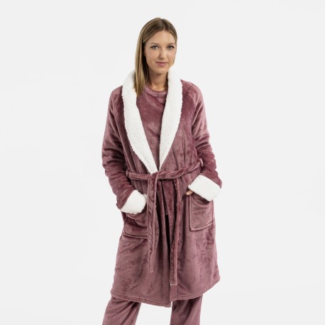 Vestaglia velluto sherpa bata-terciopelo-sherpa-mujer