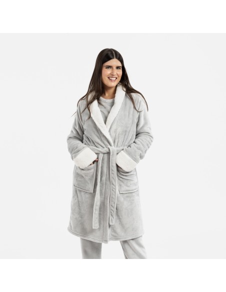 Vestaglia velluto sherpa bata-terciopelo-sherpa-mujer