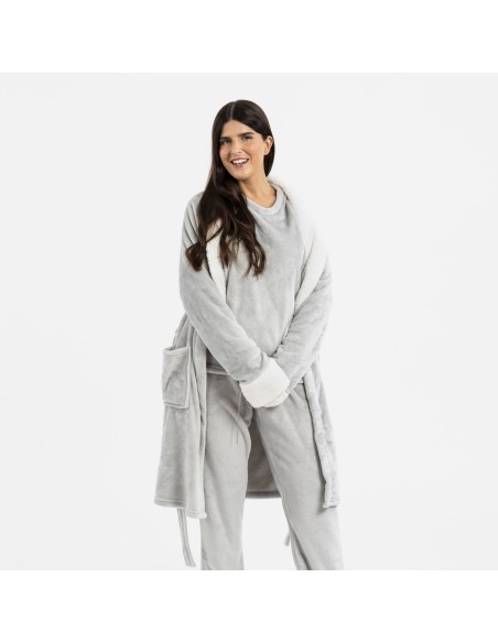 Vestaglia velluto sherpa bata-terciopelo-sherpa-mujer