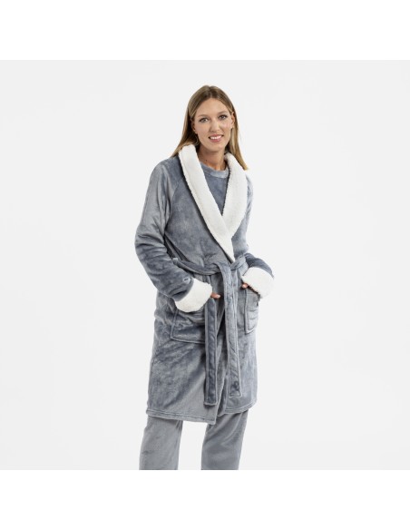 Vestaglia velluto sherpa bata-terciopelo-sherpa-mujer