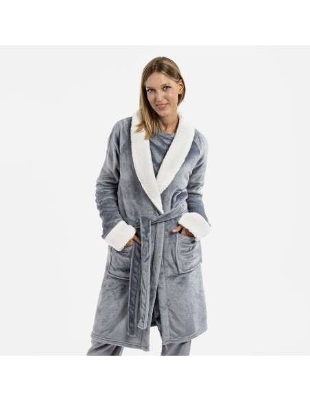 Vestaglia velluto sherpa bata-terciopelo-sherpa-mujer