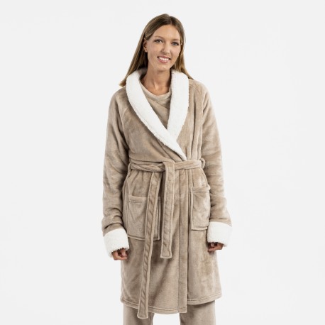 Vestaglia velluto sherpa bata-terciopelo-sherpa-mujer