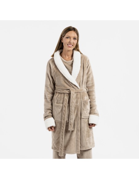 Vestaglia velluto sherpa bata-terciopelo-sherpa-mujer