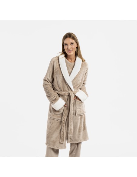 Vestaglia velluto sherpa bata-terciopelo-sherpa-mujer