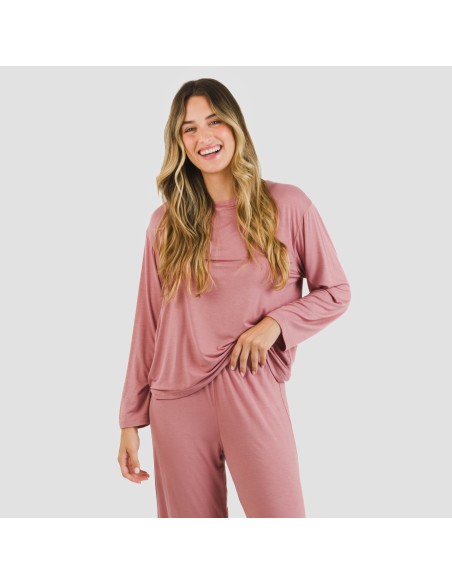 Pigiama lungo viscosa tinta unita pijama-largo-viscosa-mujer