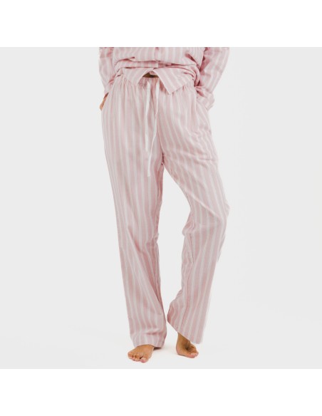 Pigiama flanella con colletto a bavero Raya Marsella rosa pijama-franela-con-solapa-mujer