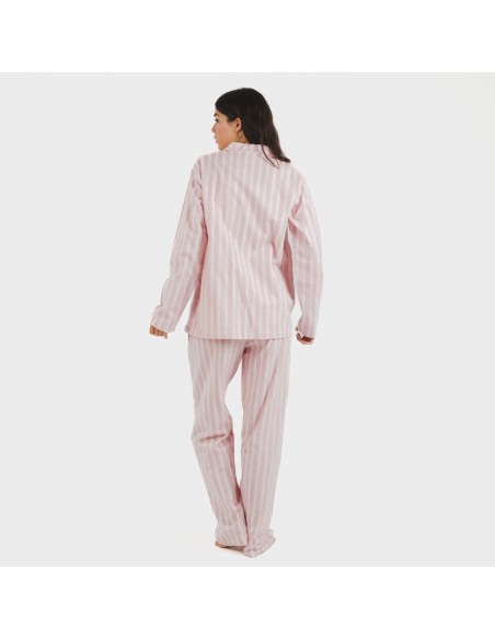 Pigiama flanella con colletto a bavero Raya Marsella rosa pijama-franela-con-solapa-mujer