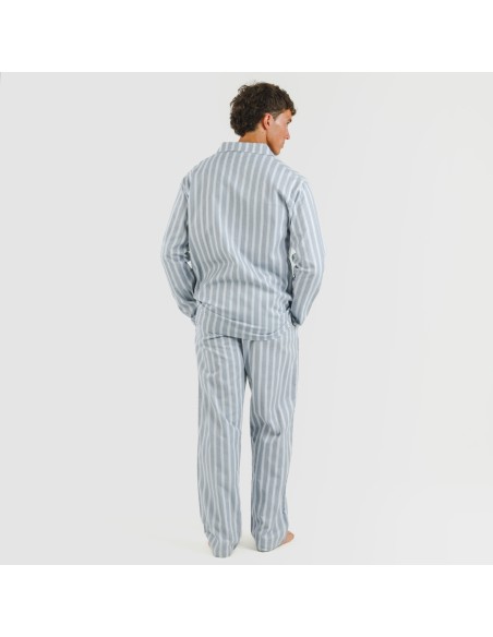 Pigiama flanella con colletto a bavero uomo Raya Marsella indaco pijama-franela-con-solapa-hombre