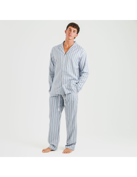 Pigiama flanella con colletto a bavero uomo Raya Marsella indaco pijama-franela-con-solapa-hombre