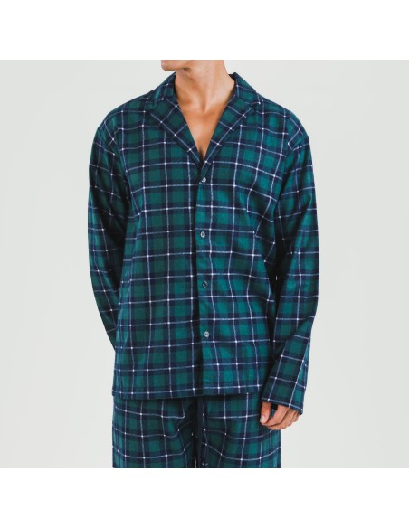 Pigiama flanella con colletto a bavero uomo Cuadro Ruz verde pijama-franela-con-solapa-hombre