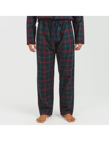 Pigiama flanella con colletto a bavero uomo Cuadro Roman blu navy pijama-franela-con-solapa-hombre