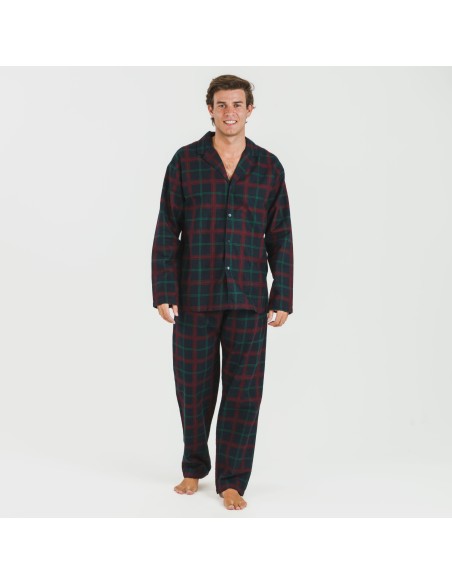 Pigiama flanella con colletto a bavero uomo Cuadro Roman blu navy pijama-franela-con-solapa-hombre