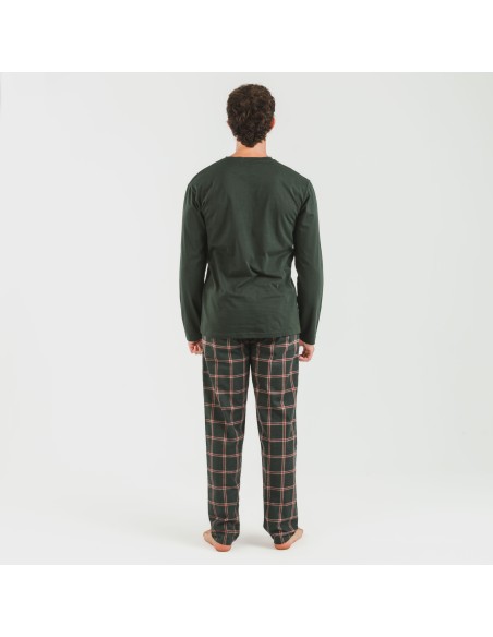 Pigiama uomo flanella Cuadro Nelby verde militare pijama-franela