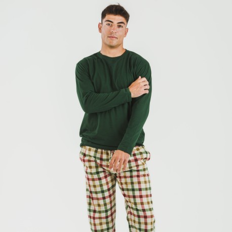 Pigiama uomo flanella Cuadro Delio verde pijama-franela