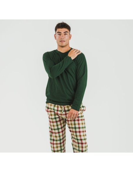 Pigiama uomo flanella Cuadro Delio verde pijama-franela