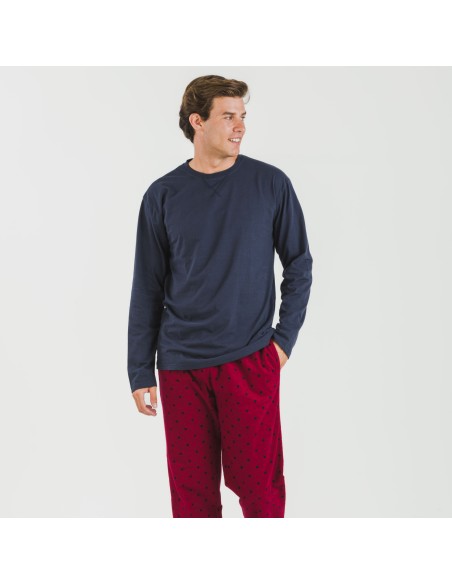 Pigiama uomo flanella Poppy blu pijama-franela